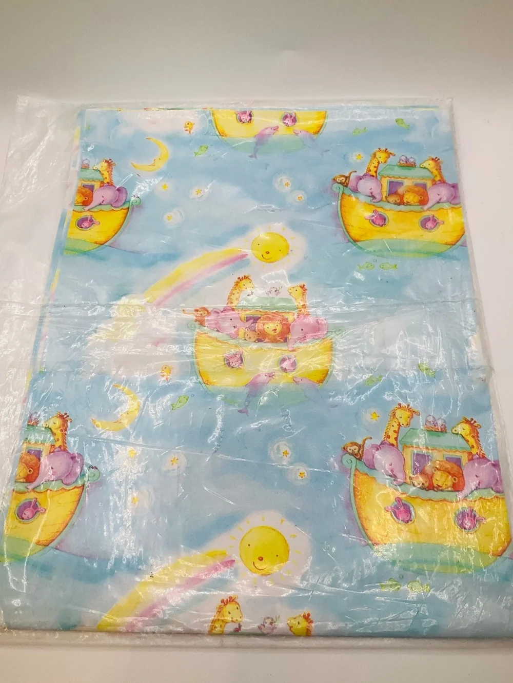🌼4/$10🌼 NIP Vintage American Greetings Pastel Baby Noah’s Ark Animal Gift Wrap
